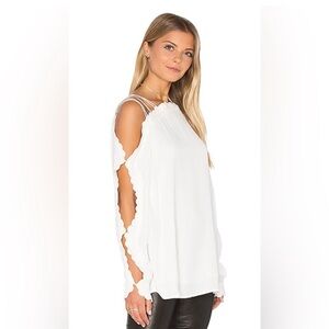 Alice McCall White Cold-Shoulder Scalloped-Sleeve Blouse